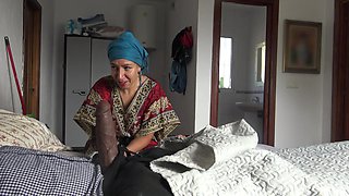 This Turkish Granny Is Shocked!!! I Take Out My Big Black Cock in Front of Her.