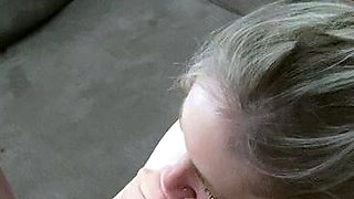 Tan stud gives a POV blowjob to his big cock