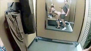 Changing room blowjob and fuck.