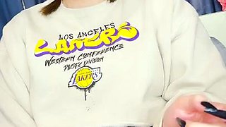 Amateur blonde teen sucks cock in POV in bathroom