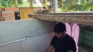 Horny Stepsister Calls Her Husband's Cousin From the Bathroom to Have Him Fuck Her.