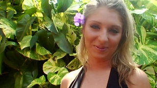 Hot Blonde Neighbor Fingers Herself Outdoors Then Dildo Fucks Indoors