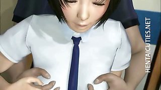 Cute 3D anime girl gets pussy rubbed