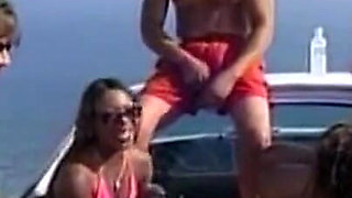 Group Sex on Jeep of Beautiful Black Girls Fucked by Big Black and White Cocks