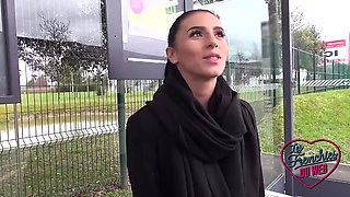 Nelly, a Naughty Brunette Who Shows off and Gets Fucked on a Bus