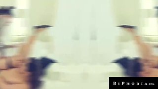 Hot Brunette Gets Spitroasted by BBC & Big Cock in Bi MMF Threesome - Lilly Hall, Arielle Aquinas