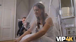 VIP4K. The bride cant resist and seduces him to fuck before the wedding