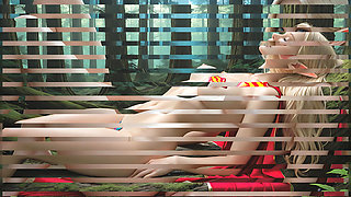 Beautiful Nude Elf Woman Gentle Lotion Clit Teasing in Pine Forest