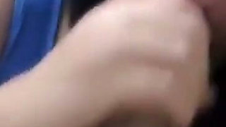 Naughty Stepdaughter Pauses the Movie and Gives a Blowjob Swallowing the Sperm