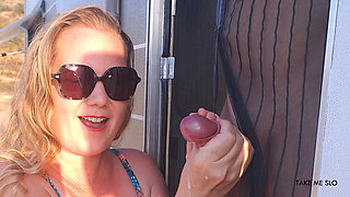 Outdoor and Public: Vacation Handjob with Ana Slo - TAKE ME SLO