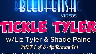 Pt 1 Tickle Tyler - Shade Taunts Her Famous Fetish Model Mistress Starting with Slow Teasing While Standing That Builds to Inten