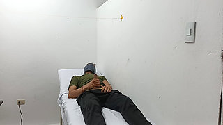 Perverted Doctor Masturbates Cock in the Office