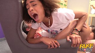 Fake hostel - a gloryhole shows up before squirting orgasms in crazy three way!!!