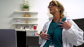 Sexy Big Tit MILF Nurse Masturbates At Office
