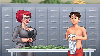 Big boobs Tina fucks monster cock Anon on a big pile of money - gameplay part 4