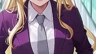 Blonde Boss in Purple Suit! Office Train Private Moments. She's Multitasking with Files While Secretly Adjusting Her Skirt...
