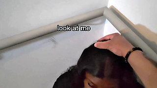 Shy Girl Gets Convinced in Elevator to Swallow a Stranger's Cum