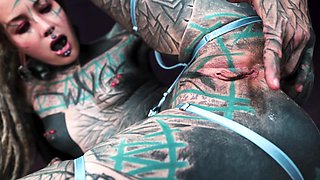 Inked-up Pierced Slut Deep Throat and Ass Pounding