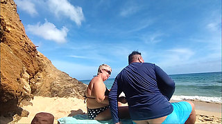 We Were Almost Caught on the Beach for the Second Time While I Masturbate Her
