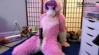 Pink furry Vicky Tart CANNOT GET ENOUGH of VacuGlide.