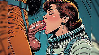 Horny Astronaut Blowjob Comic Art
