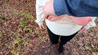 Walking and slapping her tits hard
