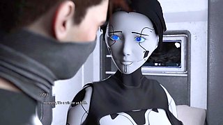 Blowjob from a wild busty brunette AI sex robot girl in Projekt Passion