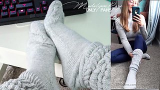 Busty blonde in foot fetish porn