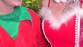 Bisex Threesome Mother Christmas Trains Her Elf to Fuck Santa