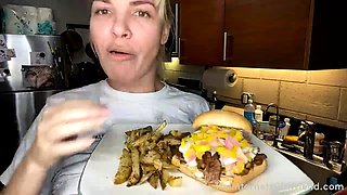 Horny big boobed fat chubby busty blonde