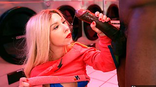 Skinny blonde Kenzie Reeves rides monster cock