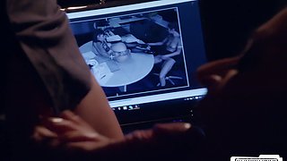 Naughty lesbians make love in the office