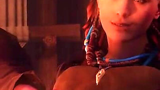 Aloy From Horizon Forbidden West Caressing a Hard Cock with Her Feet