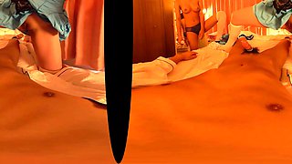 Bitch gives wam blowjob and handjob in pov scene