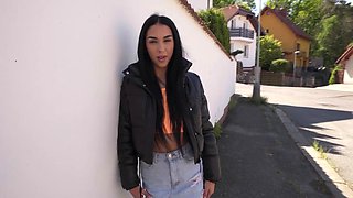 Brunette babe is picked up and fucked by the agent