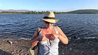 Girl Public Masturbation Near the Lake