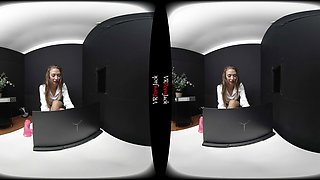 Lustful teen girl VR blowjob video