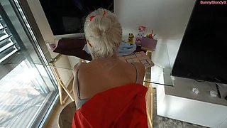 Hard fuck and facial cumshot to a student