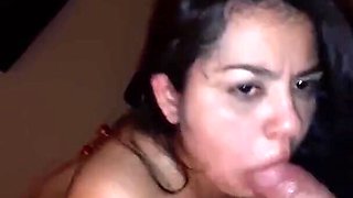 Homemade HD POV video of a brunette chick sucking a dick