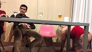 Hot Wife Tiffany Montavani Sneaks Under Table to Suck Cock While Hubby Closes Deals - Cuckold Interracial Fun