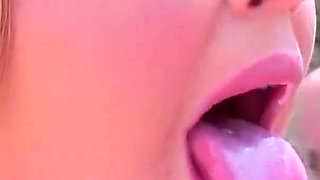 Blonde teen gets banged outdoors