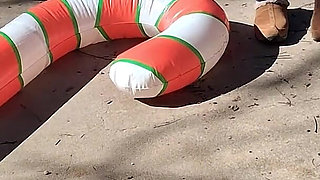 Big Beautiful Woman Nurse Vicki Crushes This Blow up Candy Cane