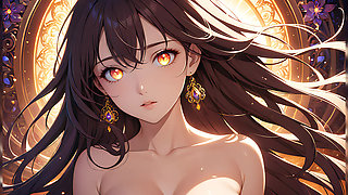 Soft Starlight a Beautiful Young Woman with Glowing Eyes in Animated Style