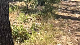 Held on a Leash in a Latex Micro Skirt with Her Face Covered in Outdoors