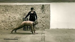 Dominatrix Mistress April – Cell 45 Yard Exercise, Fit Slave Whipped in Prison