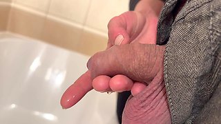 Hold His Uncut Dick When He Pee on Me