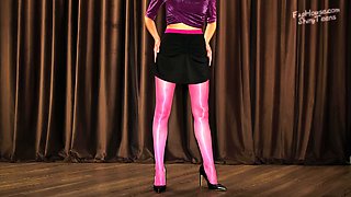 857 Shiny Pink Seamless Pantyhose