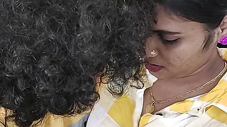 Vaishnavy shirt open and red bra show romance with Sharun Raj, Mallu couple dress open romance, Hot boobs kissing romance