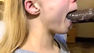 Skinny slut sloppy BBC blowjob