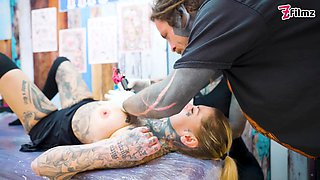 Big Dicks with Couple Inked Foursome Merry Gets Tatted